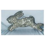 JUMPING ANTIQUE WALL POCKET POTTERY RABBIT