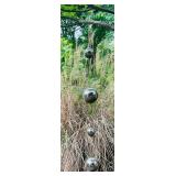 Hanging Silver Spheres Garden Art