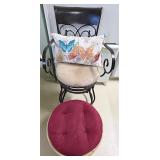 Ornate Metal Chair, Ottoman, Pillow