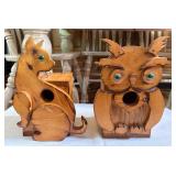 2 Hand-made Wooden Bird Houses