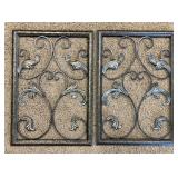 2 Dark Brown & Gold Metal Wall Decor Pieces