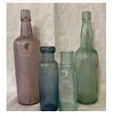 Variety of 4 Different Shaped Glass Bottles