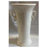 Vtg. Czechoslovakia White Double Loop Handle Vase