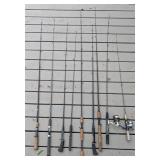 9 Fishing Rods, 2 w/Reels