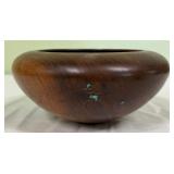 Handcrafted Locally Burl Wood Bowl w/ Inlays