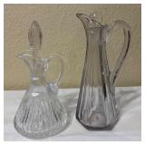 2 Beautiful Glass Cruets w/ Stoppers