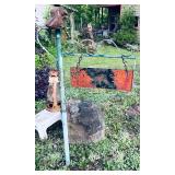Metal Sign, Metal Bird, & Lantern