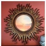 Light Weight Medium Size Vtg. Gold Sun Mirror