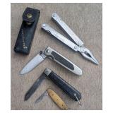 Kershaw Pocket Knife, Leatherman, 2 Vtg Knives