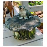 Cement Frog on Lilly Pad Garden Art