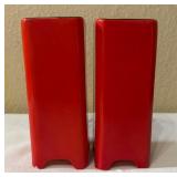 Pair of Czechoslovakian Orange Footed Vases