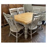 Solid Oak Farmhouse Table w/ 6 Chairs