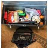Gray Plastic Tool Box w/ Fishing/Hunting Supplies