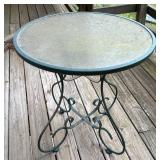 Green Metal And Glass Patio Table