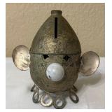 Vtg. Silver Plated Napier Clown Head Coin Bank