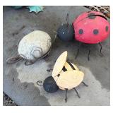 2 Metal Bugs & Turtle Garden Decor