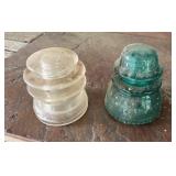 Hemingway clear/blue glass electric insulators