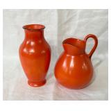 Vintage Czech Art Pottery Vase & Pitcher