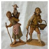 2 Fontanini Polymer Resin Hand-painted Figurines