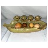 Birds on a Leaf Green Ceramic Decor