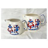 VTG 'Registered' Czech Pottery Pitcher & Creamer