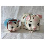 2 Vtg. Hand-painted Ceramic Piggy Banks