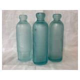 Lot of 3 Vtg. Blue Glass Bottling Co. Bottles