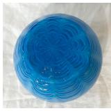Antique Opalescent Blue Reverse Drape Vase