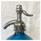 VTG  Blue Czech Glass Kay Beverages Seltzer Bottle