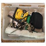 Plastic Tub of Tools, Sprinklers, Sander