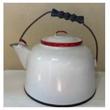 Large Vtg. White Enamelware Kettle