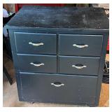 Black Wooden Rolling Tool Cabinet