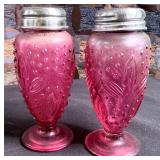 Antique Cranberry Glass Salt & Pepper Shakers