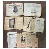 Vtg. Newspaper Pages & Clippings