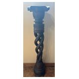 Hand-carved Tall Wooden Twist Pillar Candle Holder