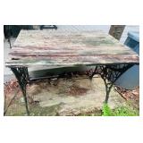 Vintage Cast Iron Base Wooden Surface