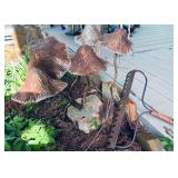 5 Metal Mushrooms Yard Art & Metal Rake