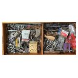Wooden Box Of Miscellaneous Tools