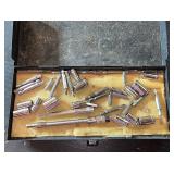 Metal Box of Drill Bits, Sockets
