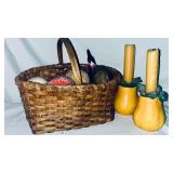 Fruits/Vegetables Basket & 2 Candlesticks Holders