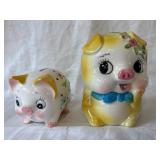 2 Vtg. Hand-painted Ceramic Piggy Banks