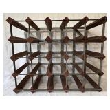 Vtg. MCM Industrial Wood & Metal Wine Rack