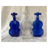 3 Vtg. Violin-shaped Glass Bottles