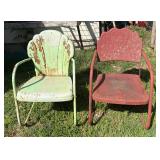 2 Vtg. Rusty Outdoor Metal Chairs