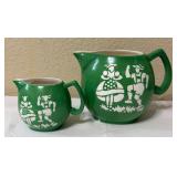 Pair of Large & Mini Czechoslovakia Art Pitchers