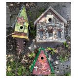 3 Wood & Metal Bird Houses