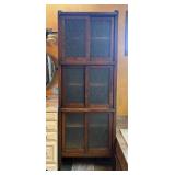 Tall Vtg. Wood & Sliding Glass Door Cabinet