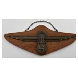 Vtg. Wood & Metal Stearman Plaque