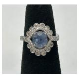 GIA Platinum Sapphire & Diamond Ring