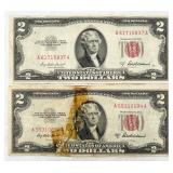 2-1953-A Red Stamp $2 Bills